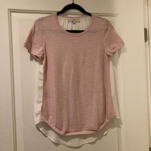 LOFT Pink and Cream Blouse